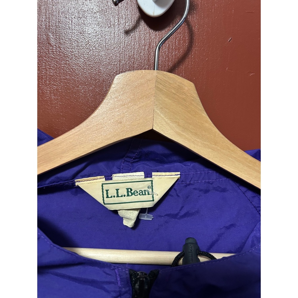 Vintage LL Bean Anorak Windbreaker Jacket Purple Half Zip Hooded Mens Large 90s - Picture 5 of 8